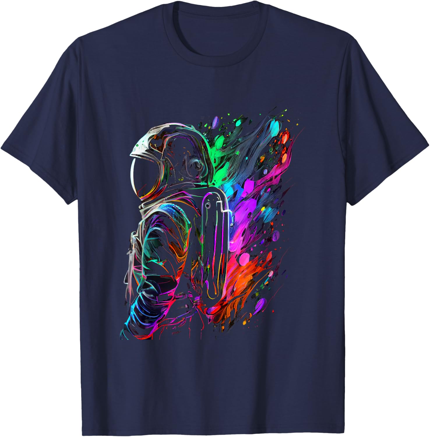 Space Splash Art Colourful T-Shirt - T-Shirt | Navy