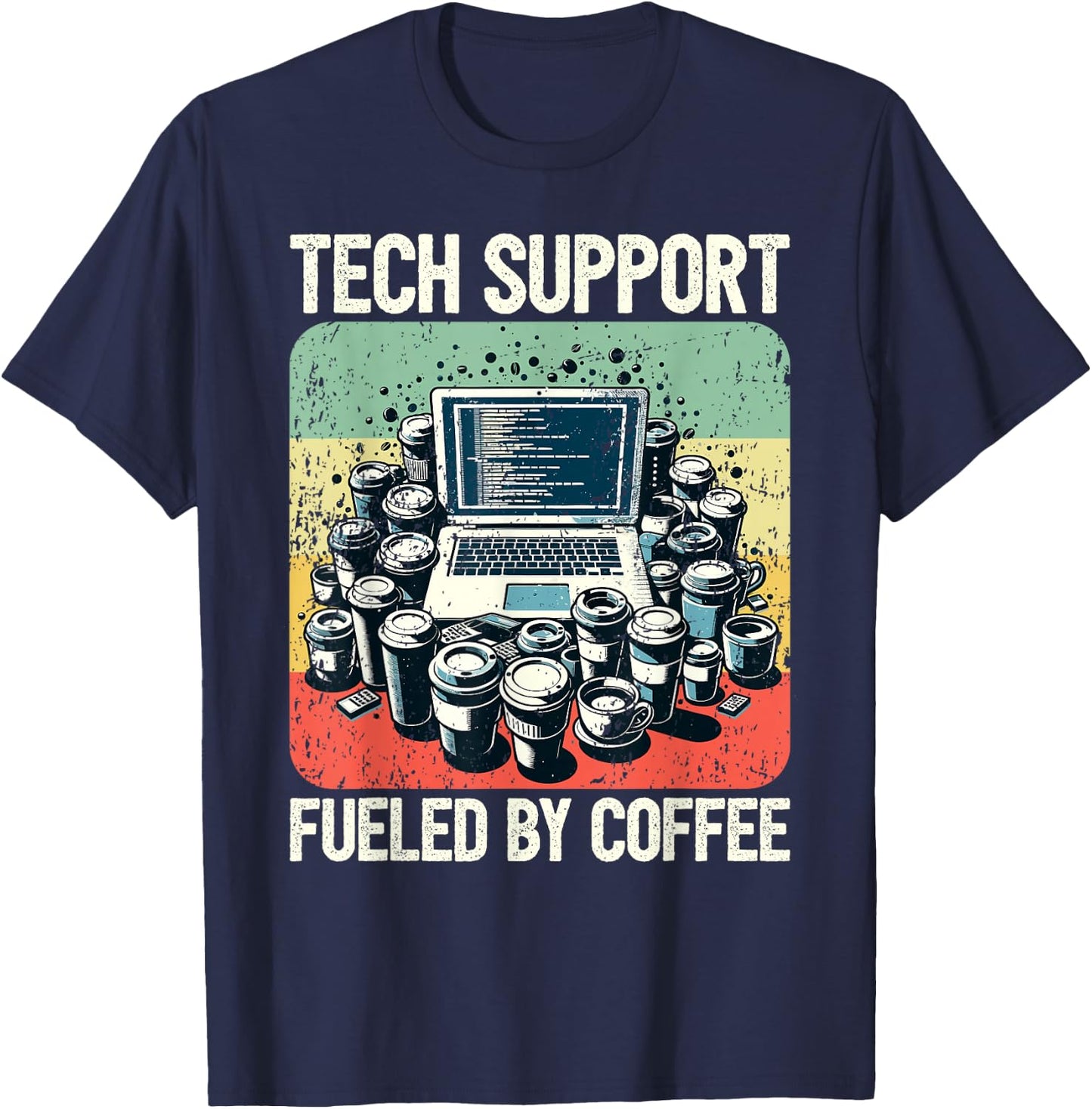 Tech Support Coffee Computer IT Guy T-Shirt - T-Shirt | Navy