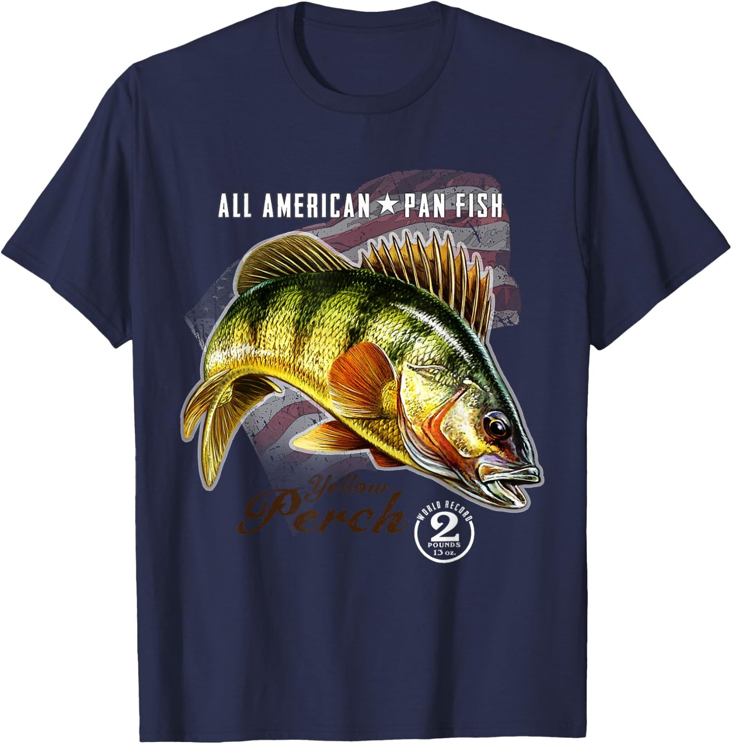 Yellow Perch American Pan Fish T-Shirt - T-Shirt | Navy