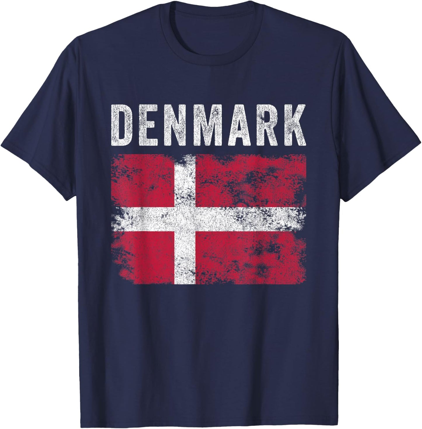 Denmark Flag Distressed - Men Women Kids - Danish Flag T-Shirt - T-Shirt | Navy