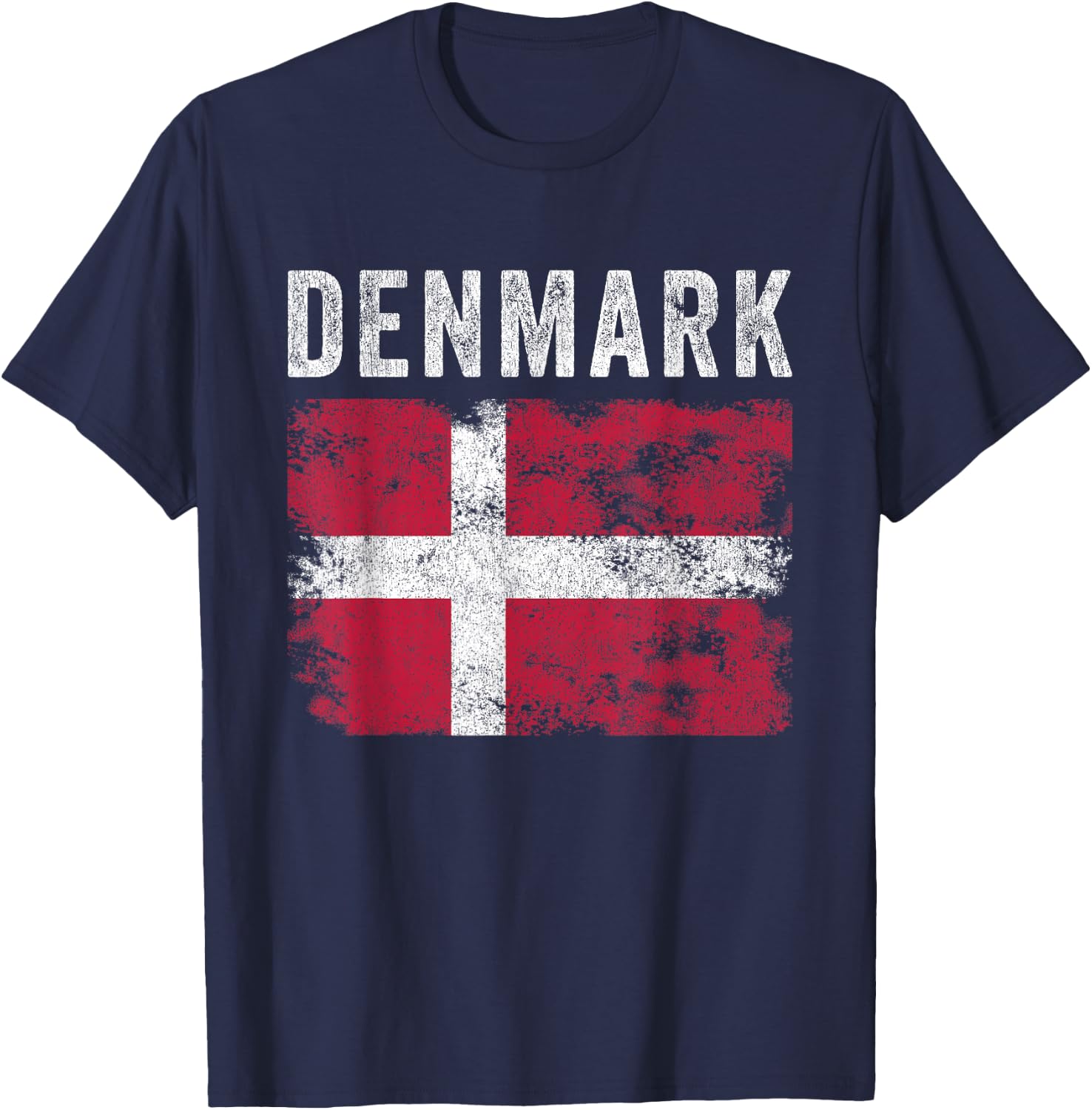 Denmark Flag Distressed - Men Women Kids - Danish Flag T-Shirt - T-Shirt | Navy