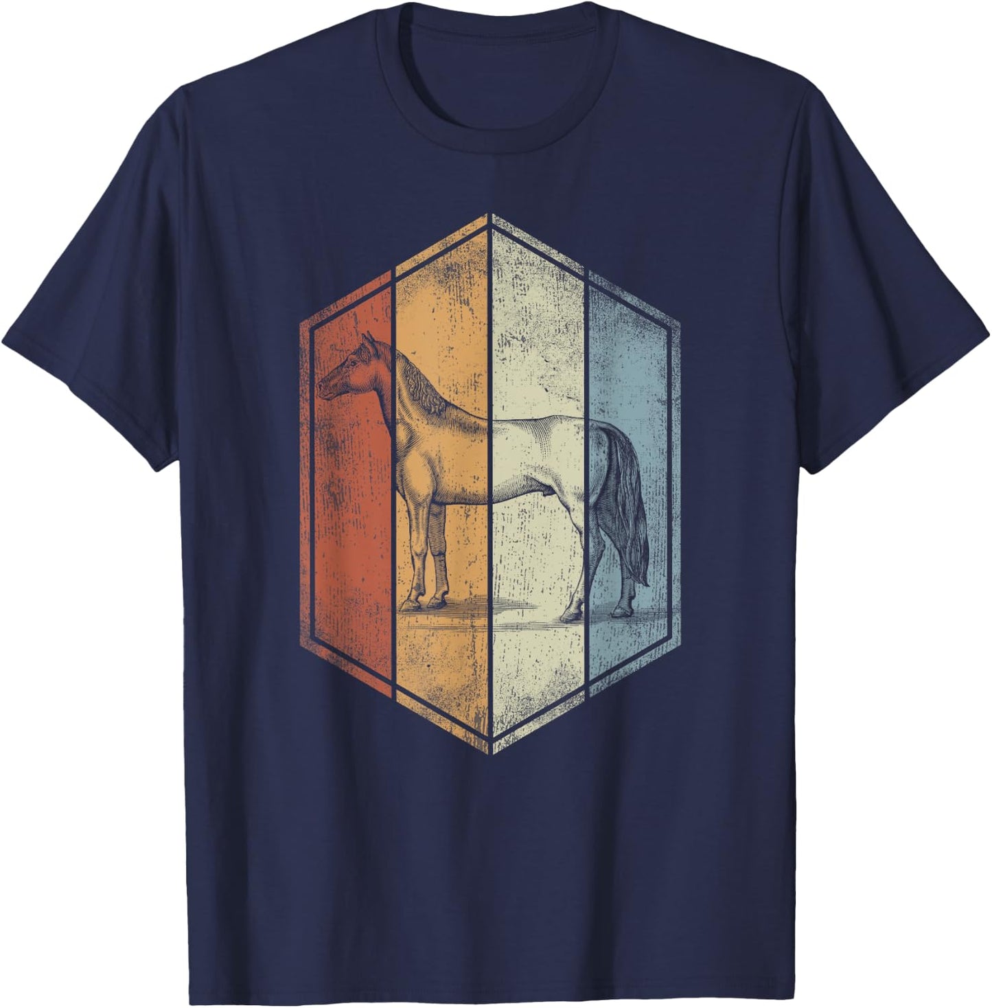 Horse Retro Vintage Style Horse Lover T-Shirt - T-Shirt | Navy