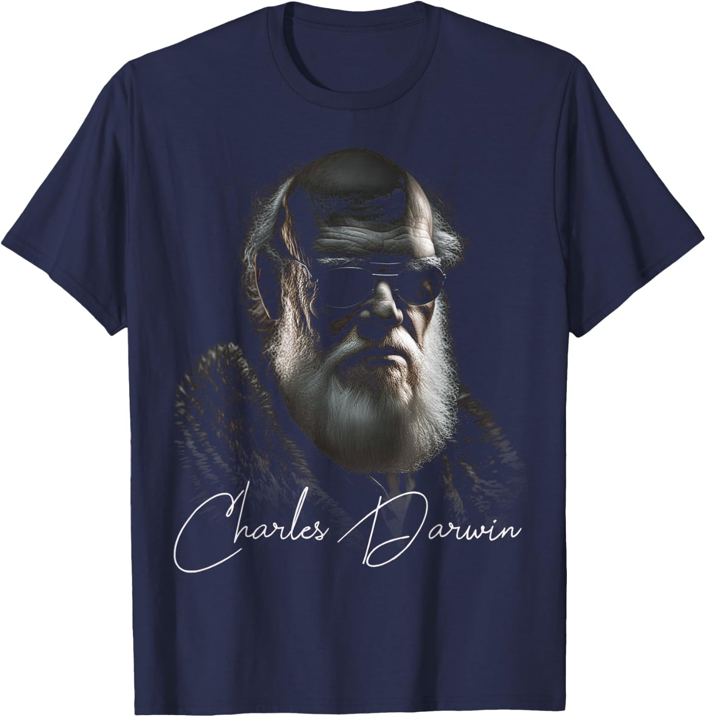 Charles Darwin Evolution Atheist Biology Teacher T-Shirt - T-Shirt | Navy