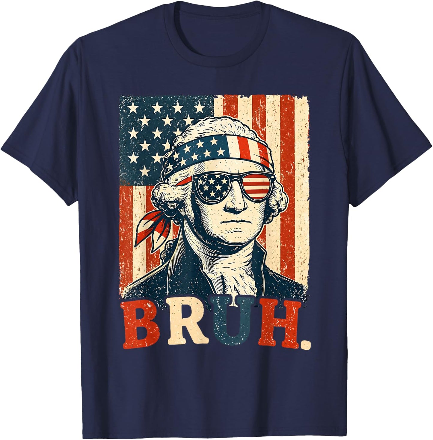 4th of July George Washington Bruh Meme Men Women Kid T-Shirt - T-Shirt | Navy
