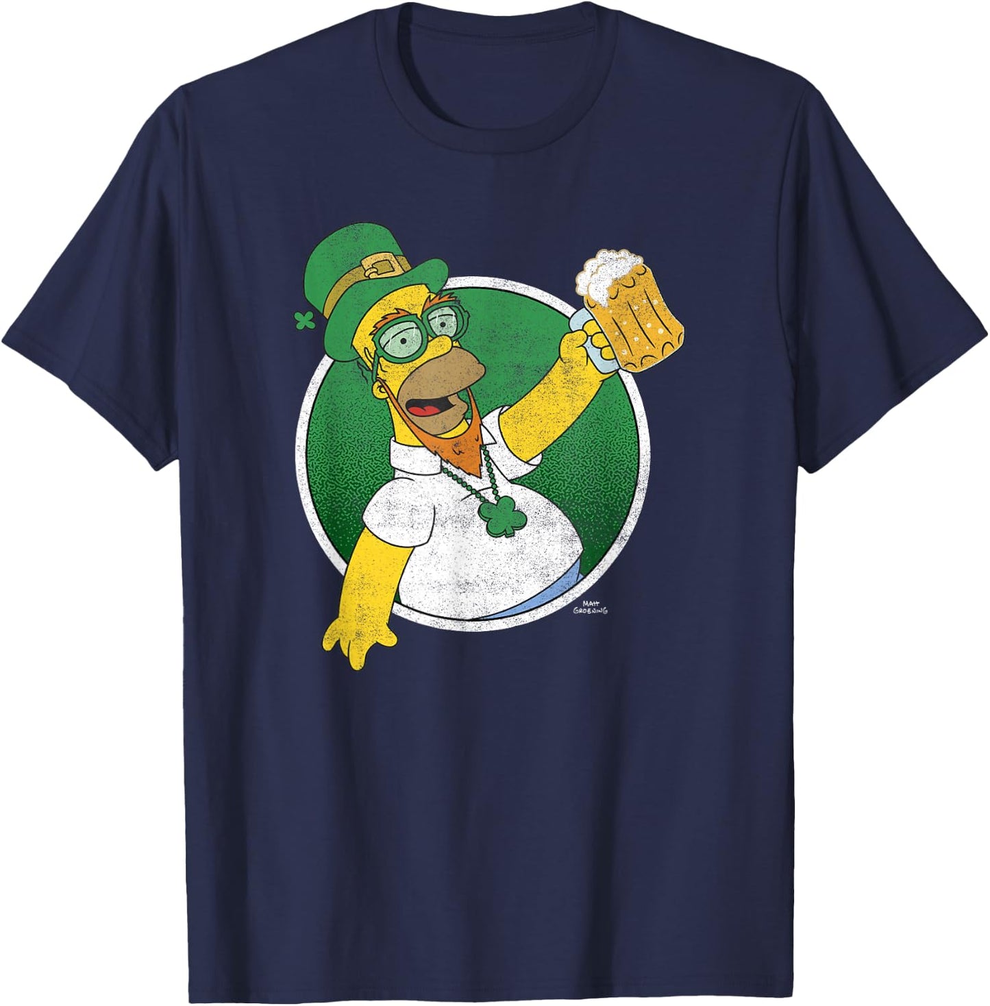 The Simpsons St. Patrick's Day Homer Lucky Beer Celebrations T-Shirt - T-Shirt | Navy