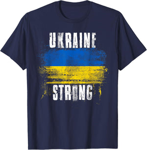 Ukraine Strong Distressed Flag - Ukrainian Pride T-Shirt - T-Shirt | Navy