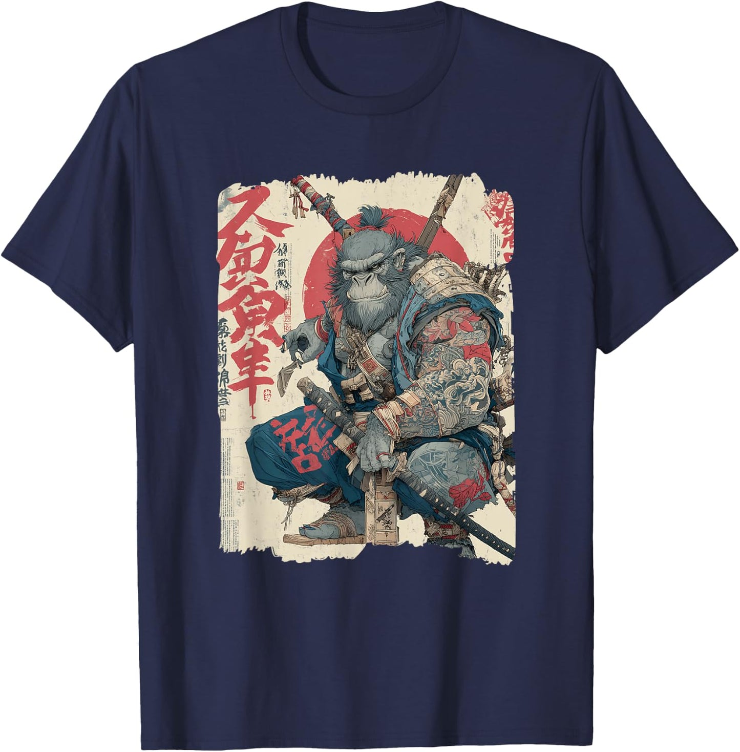 Sasquatch Samurai Japanese Bigfoot T-Shirt - T-Shirt | Navy