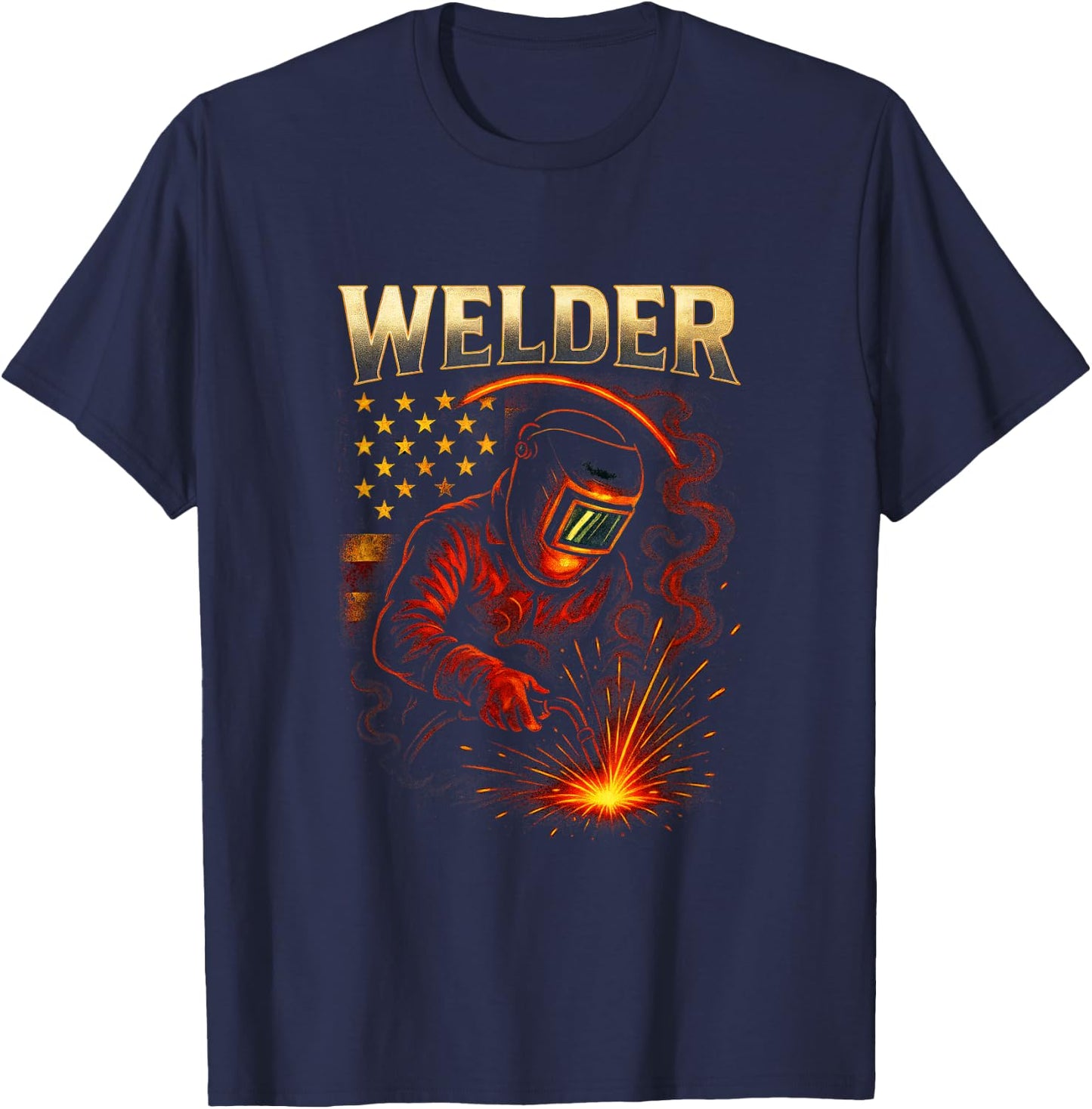 Welder - American Flag Welding Art T-Shirt - T-Shirt | Navy