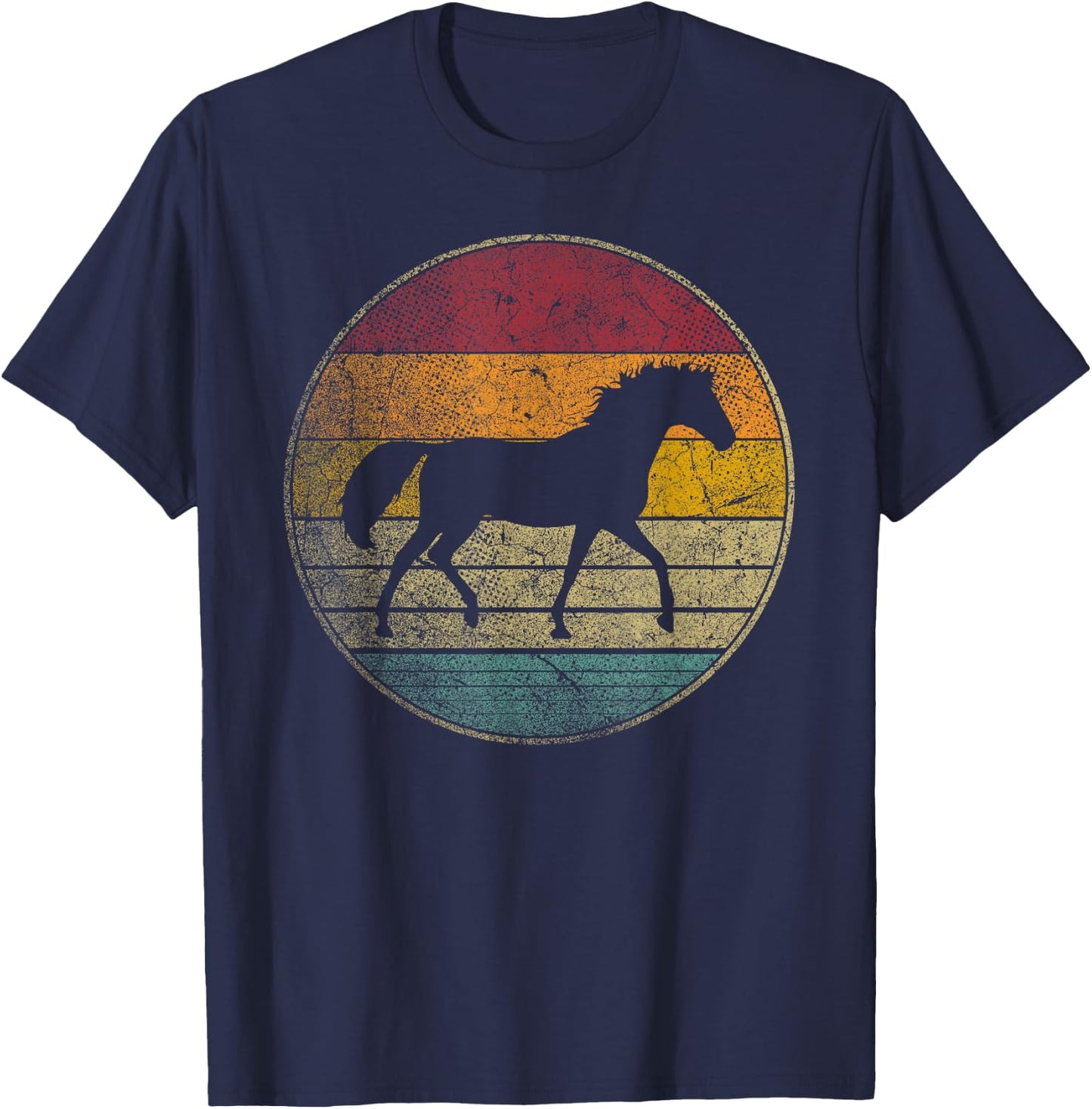 Horse Lover Riding Girl Horseback Vintage Retro 70s 80s Gift T-Shirt - T-Shirt | Navy