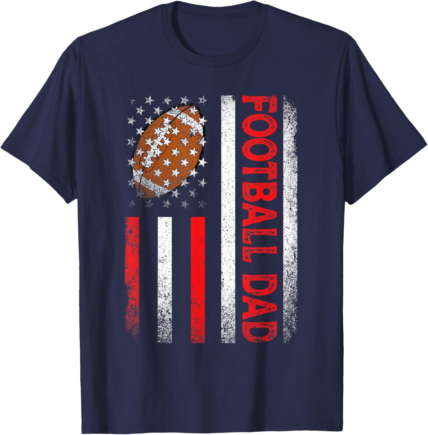 Classic Retro American Flag Football Dad Men Father's Day T-Shirt - T-Shirt | Navy