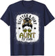 Aunt Of Both Messy Bun Leopard Camo Bleached Mother's Day T-Shirt - T-Shirt | Navy
