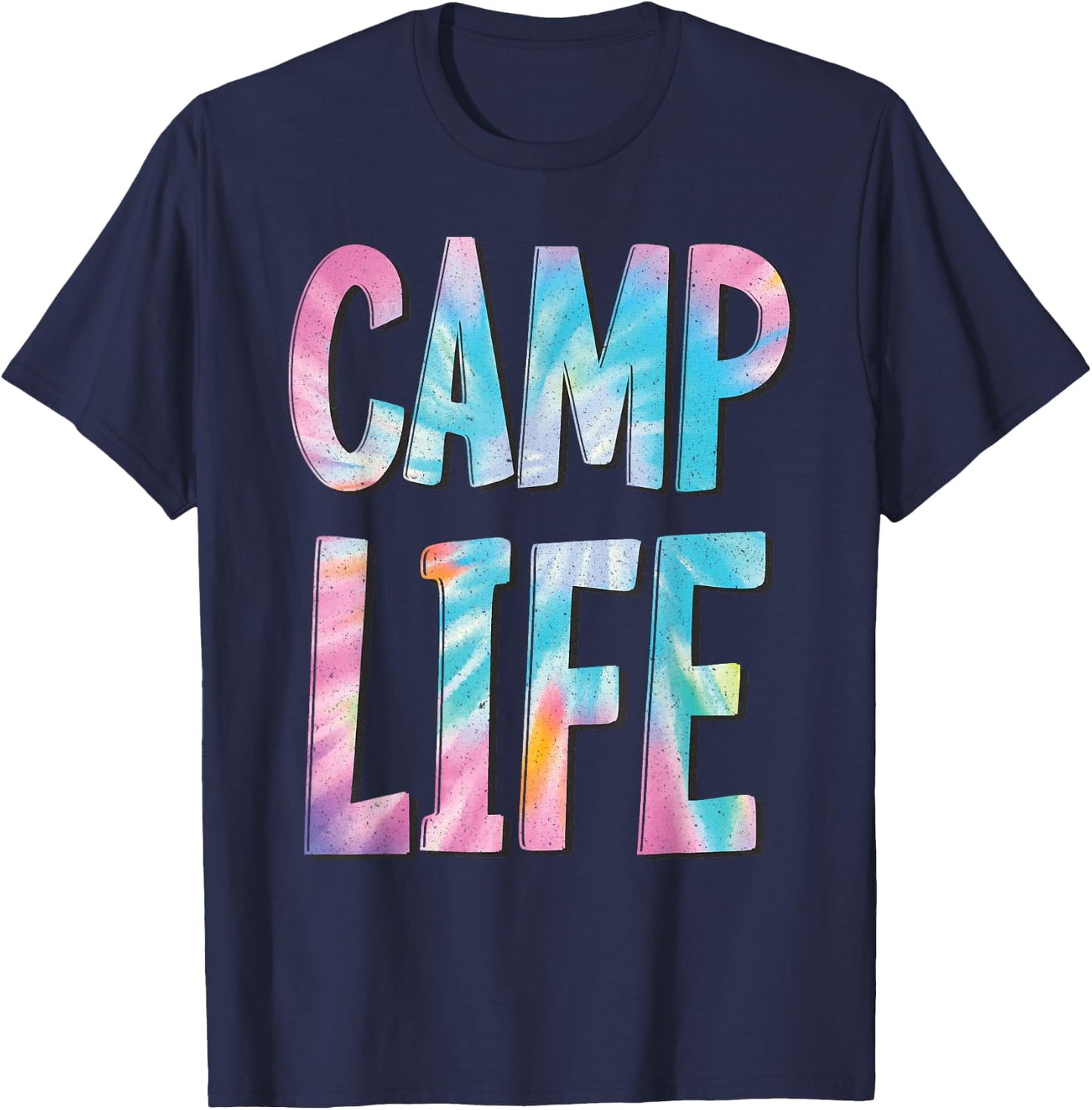 Camp Life Tie-Die Summer Top for Girls Summer Camp Shirt T-Shirt - T-Shirt | Navy
