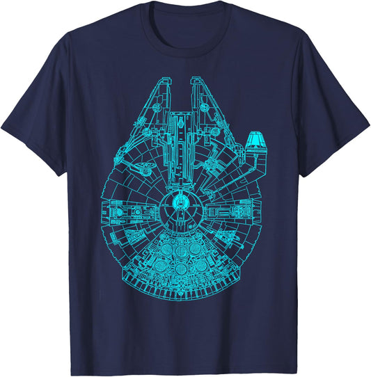 Star Wars Millennium Falcon Teal Details Graphic T-Shirt - T-Shirt | Navy