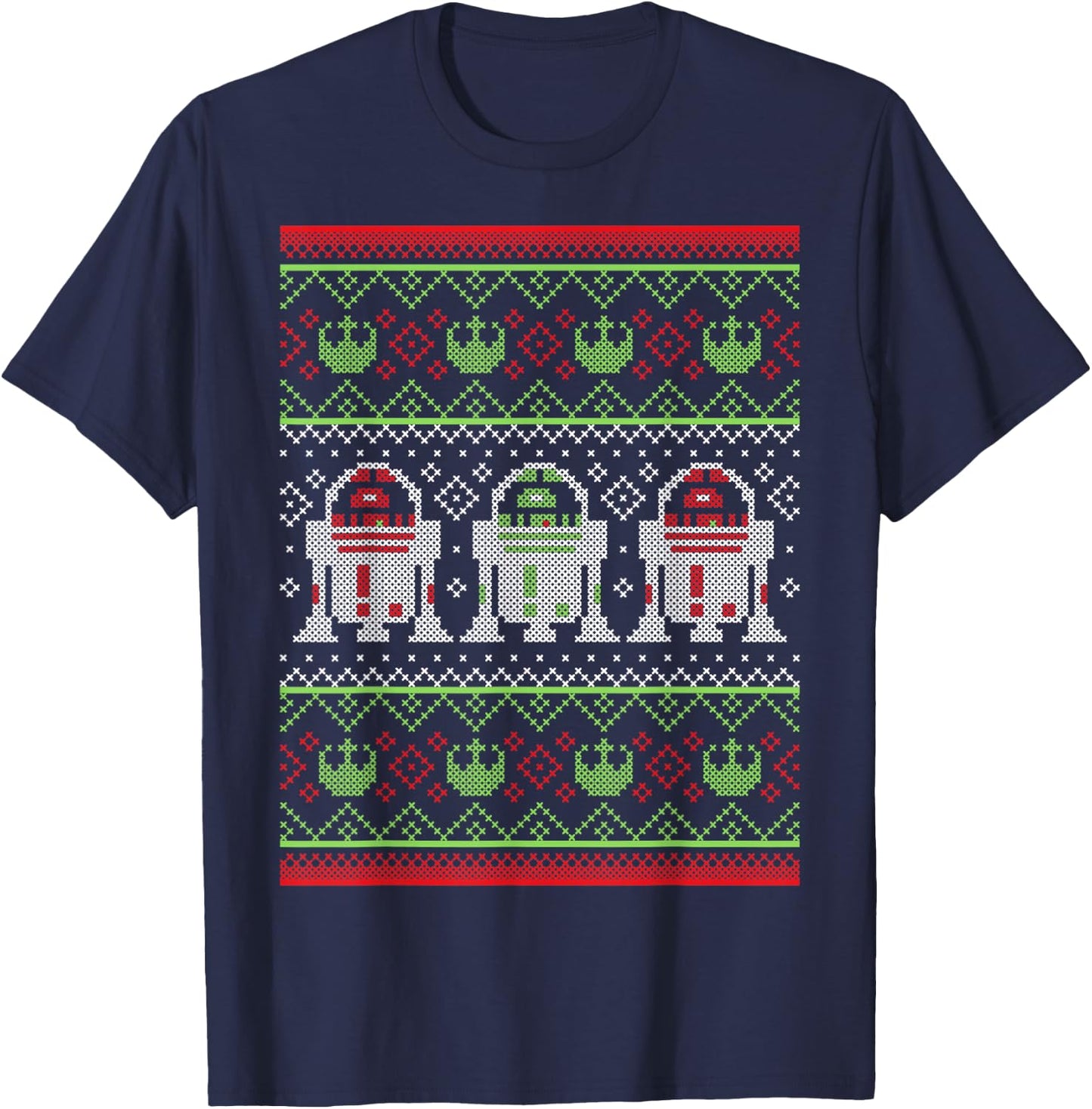 Star Wars R2-D2 Ugly Christmas Sweater Rebel T-Shirt - T-Shirt | Navy