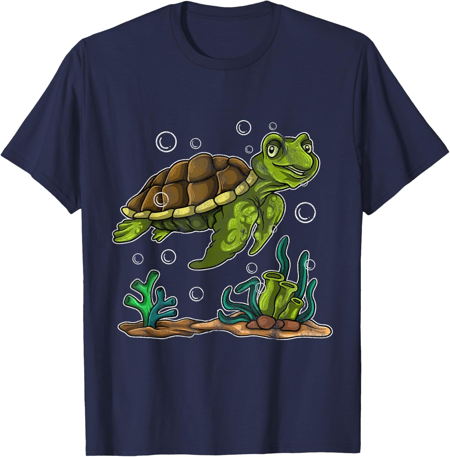 Turtle Girls Boys Tortuga Ocean Chill Turtle T-Shirt - T-Shirt | Navy