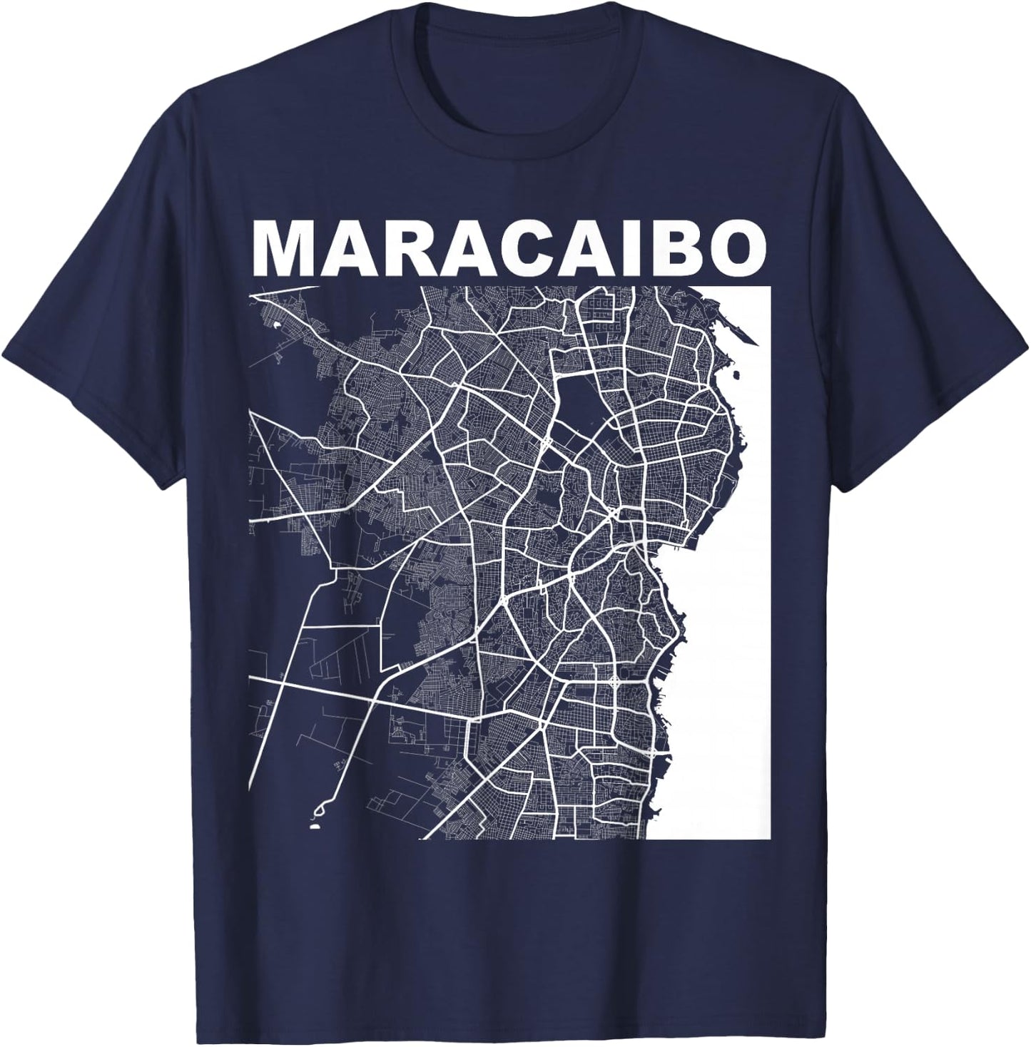 Venezuela Souvenir Maracaibo City Street Map T-Shirt - T-Shirt | Navy