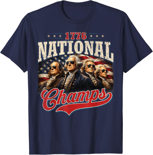 1776 National Champs Patriotic American Flag 4th of July T-Shirt - T-Shirt | Navy