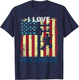 I Love Pole Dancing Funny Power Lineman T-Shirt - T-Shirt | Navy