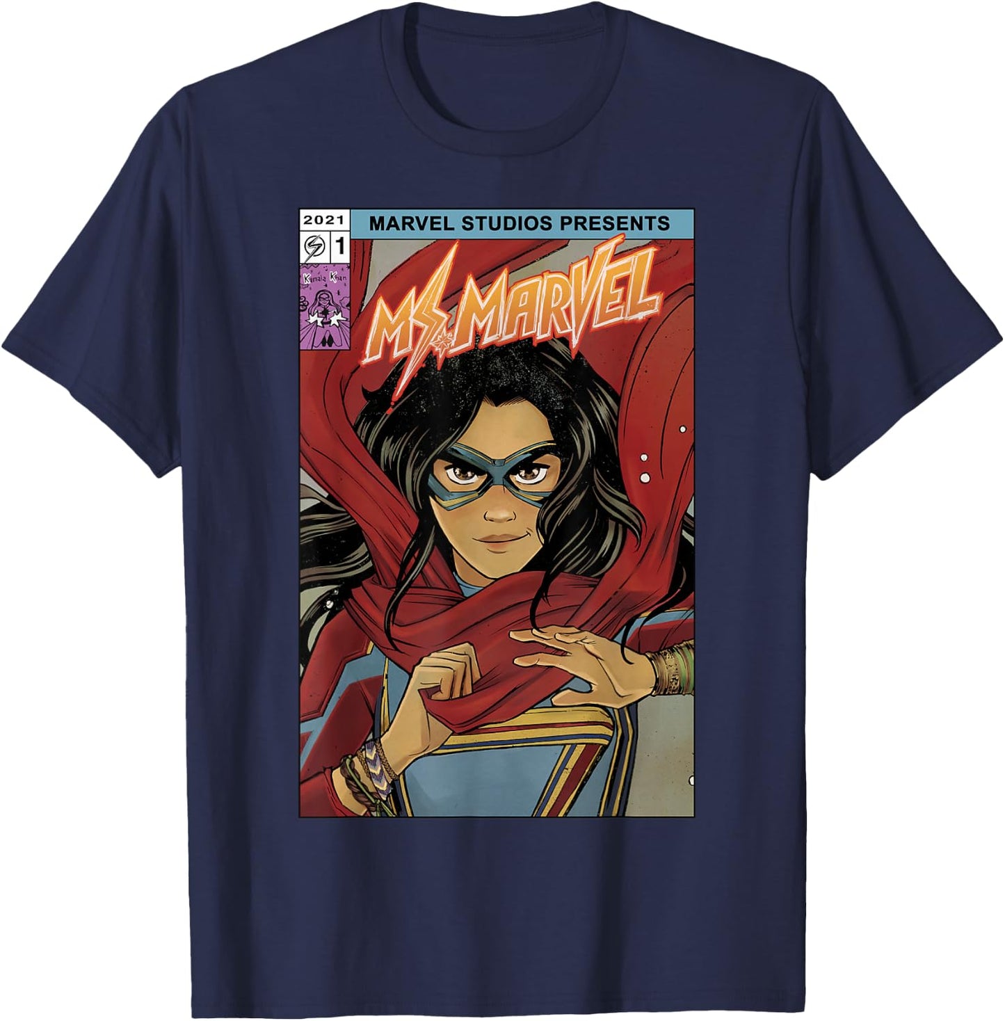 Marvel Ms. Marvel Kamala Khan Comic Cover T-Shirt - T-Shirt | Navy