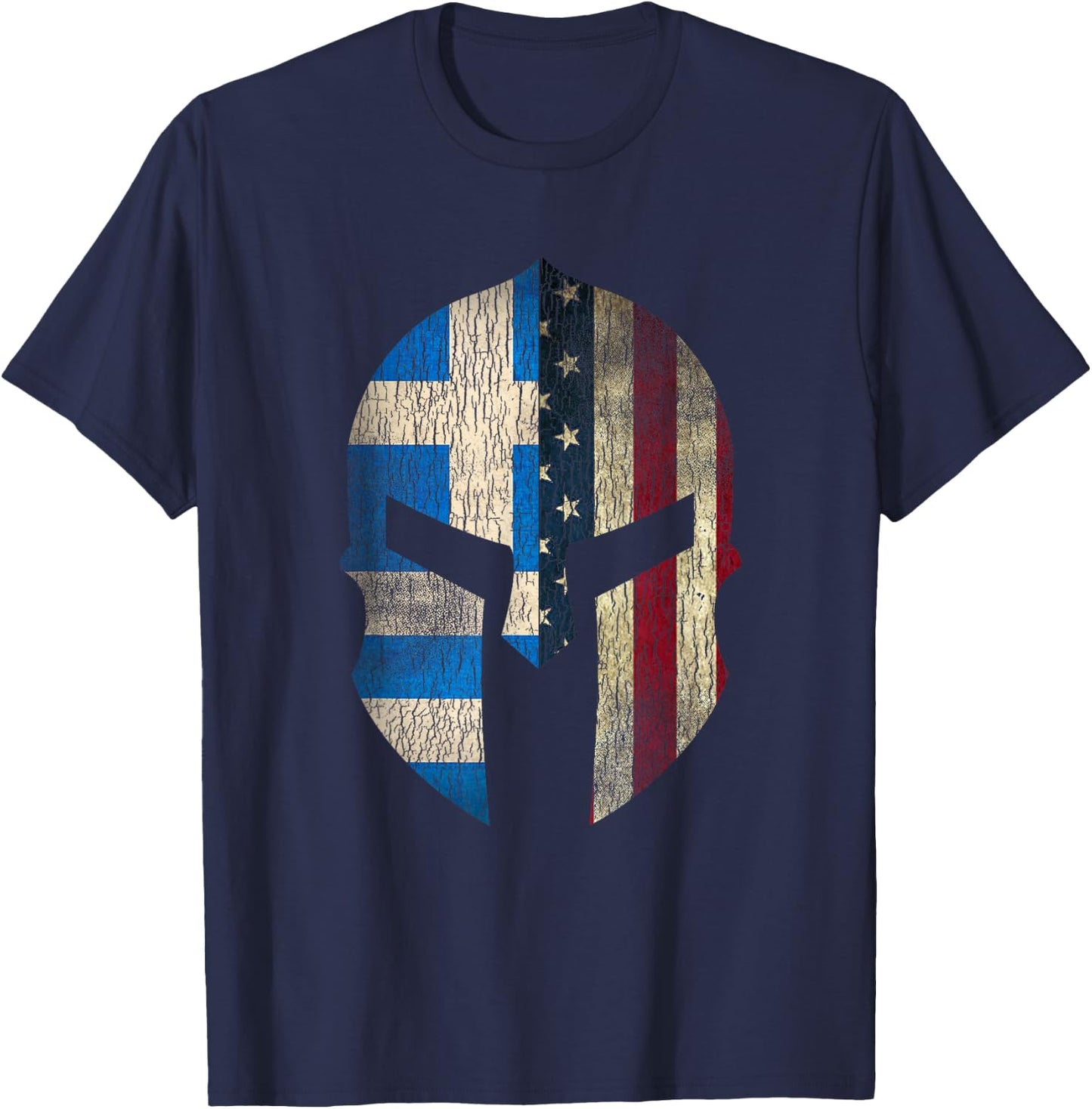 Greek American Pride - Greece Spartan Helmet T-Shirt - T-Shirt | Navy