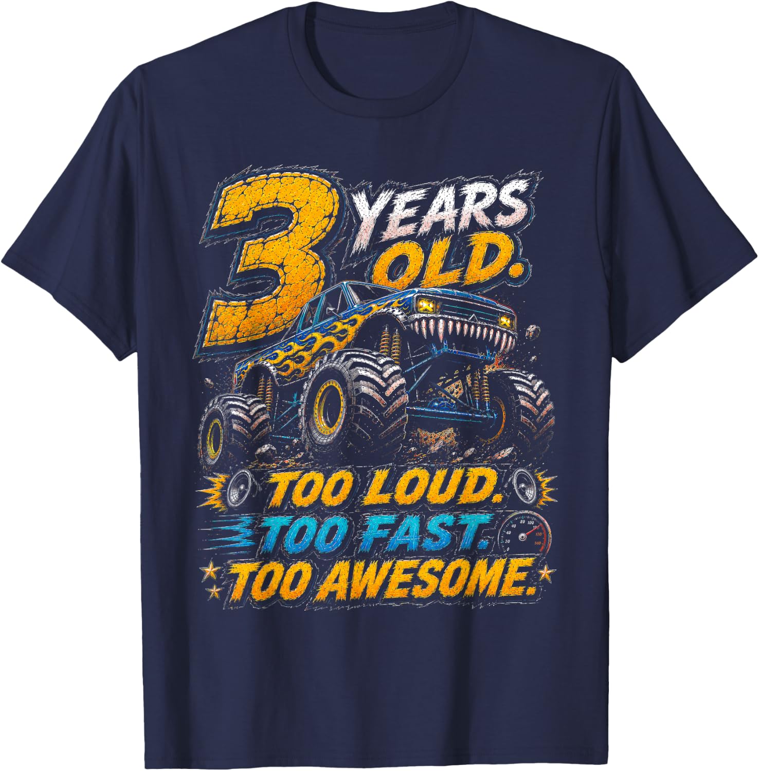 Monster Truck 3rd Birthday Shirt 3 Year Old 3rd Birthday Boy T-Shirt - T-Shirt | Navy