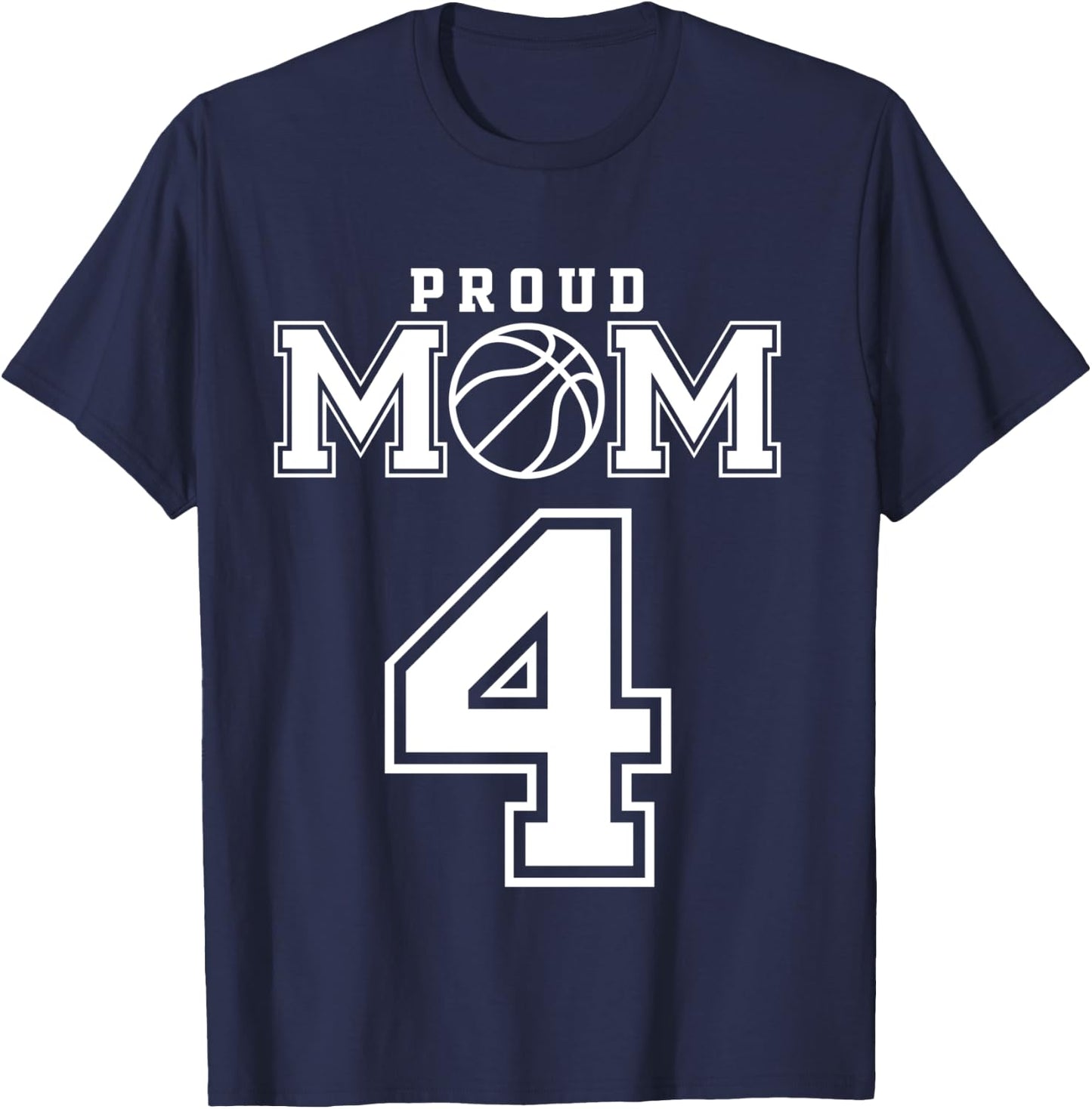 Number 4 Custom Proud Basketball Mom Personalized T-Shirt - T-Shirt | Navy