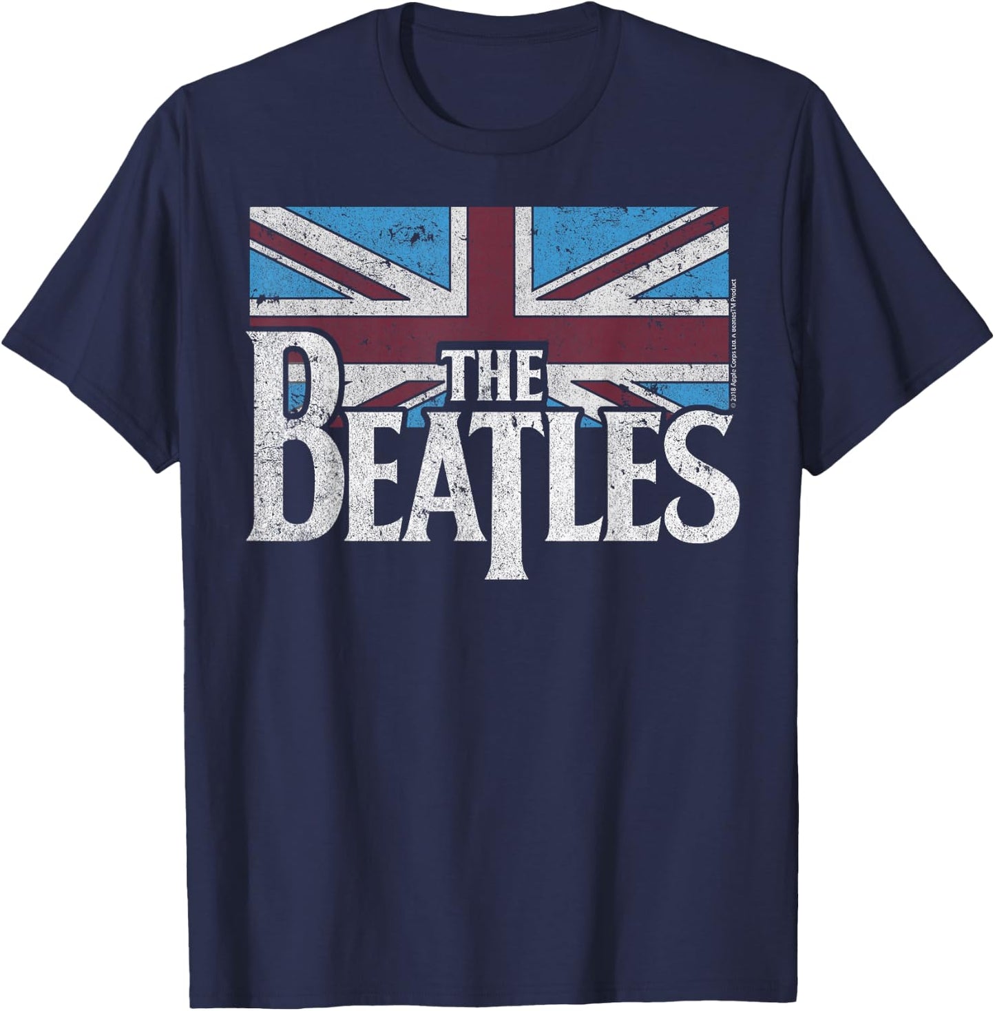 The Beatles British Flag Red, White, and Blue Short Sleeve T-Shirt - T-Shirt | Navy