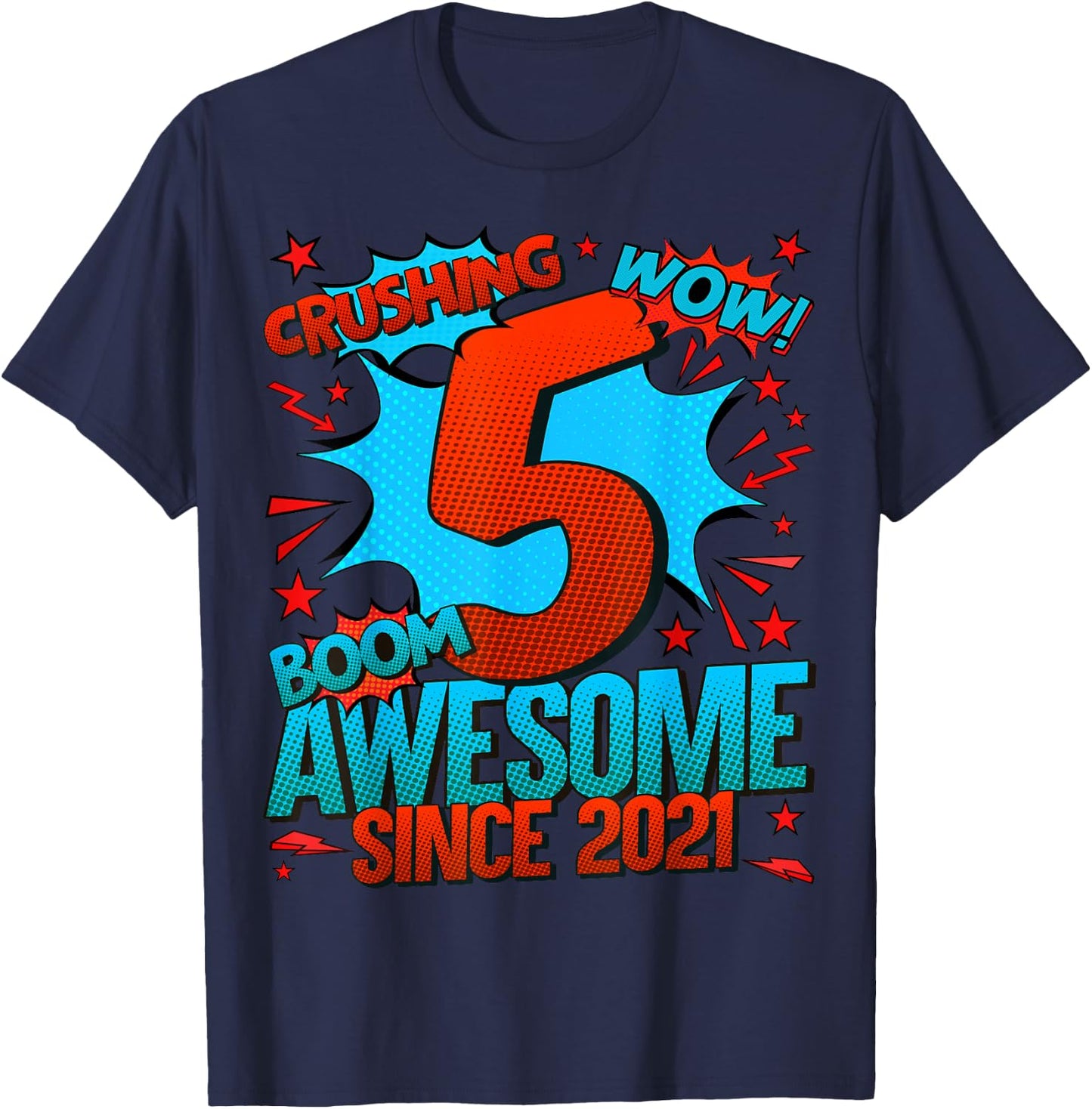 5 Year Old Gifts for Boys 5th Birthday Boy 5 Year Old Boy T-Shirt - T-Shirt | Navy