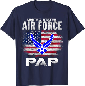 United States Flag American Air Force Pap Veteran Day T-Shirt - T-Shirt | Navy
