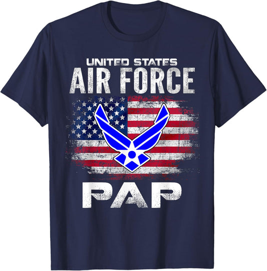 United States Flag American Air Force Pap Veteran Day T-Shirt - T-Shirt | Navy