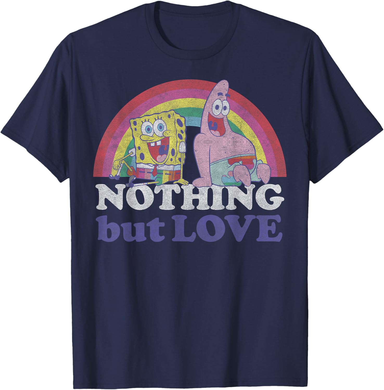 SpongeBob SquarePants Pride Nothing But Love Rainbow T-Shirt - T-Shirt | Navy