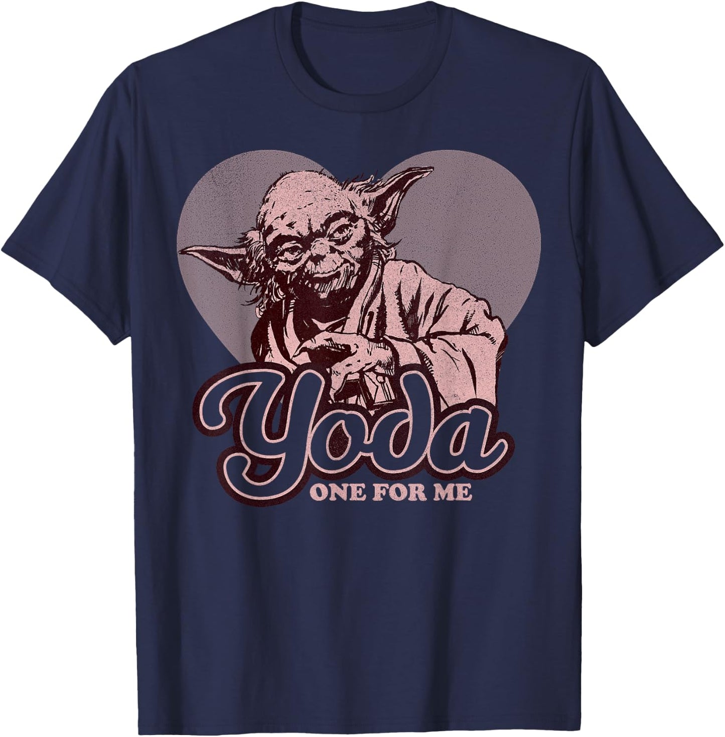 Star Wars Yoda One For Me Heart Vintage Graphic T-Shirt - T-Shirt | Navy