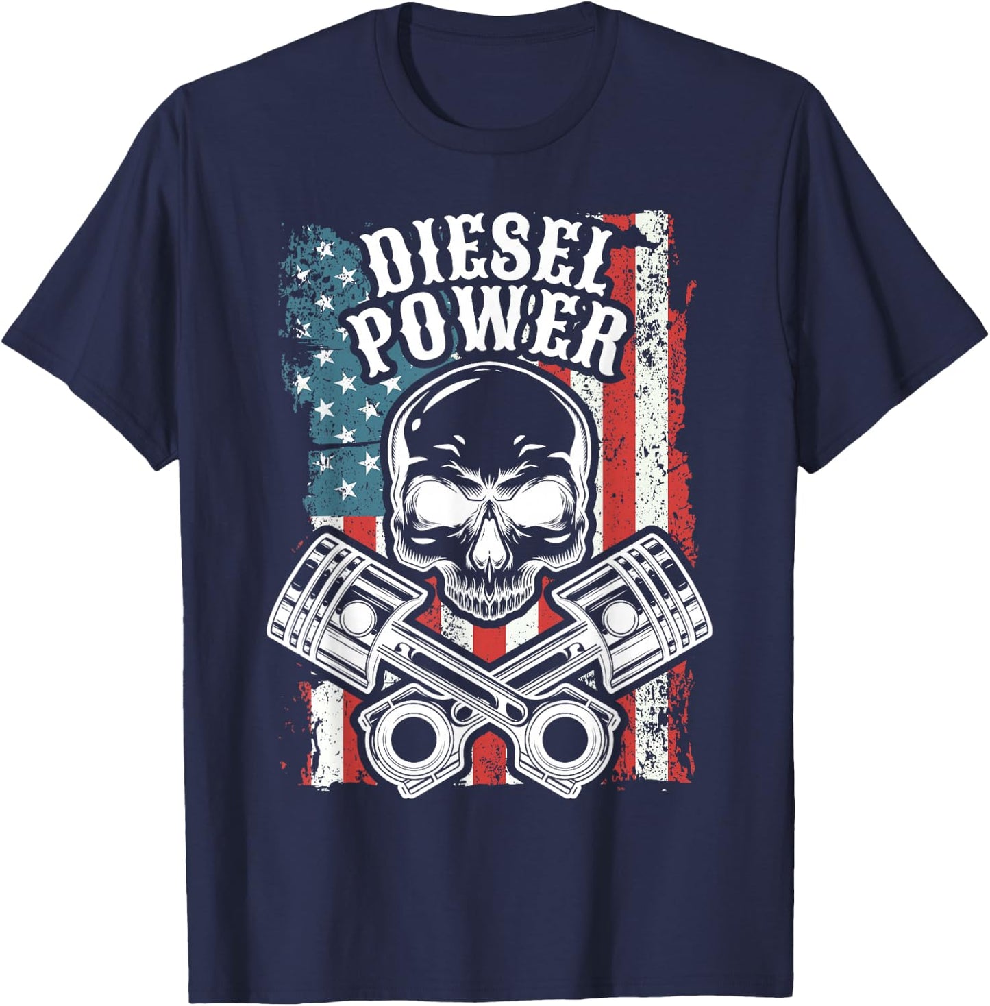 Truck And Car Mechanic USA Flag T-Shirt - T-Shirt | Navy
