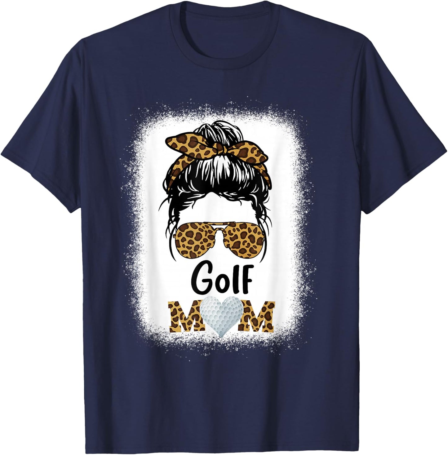 Golf Mom Bleached Leopard Cheetah Print Women Mama Funny T-Shirt - T-Shirt | Navy