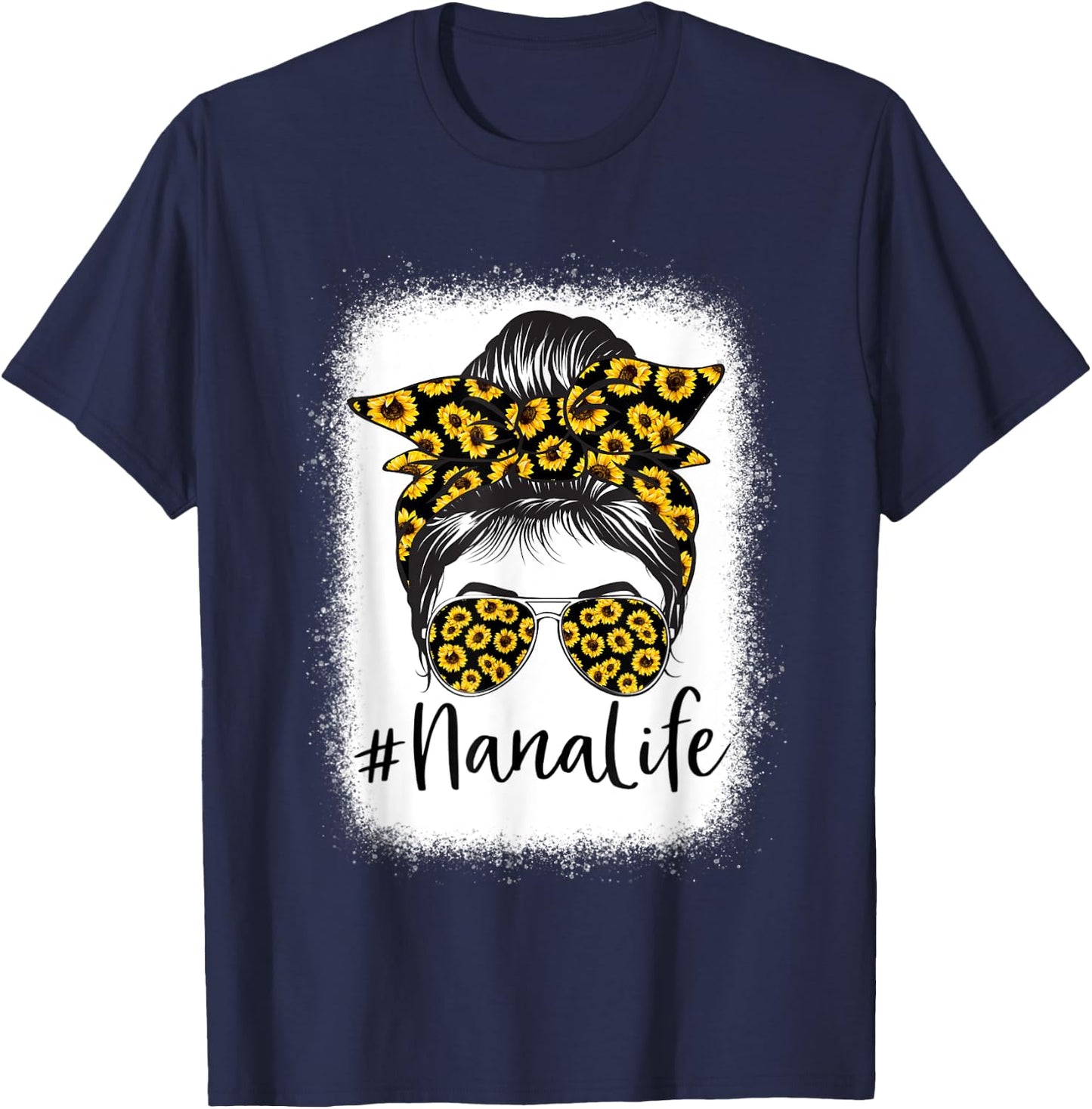 Bleached Sunflower Nana Life for Mother's Day T-Shirt - T-Shirt | Navy