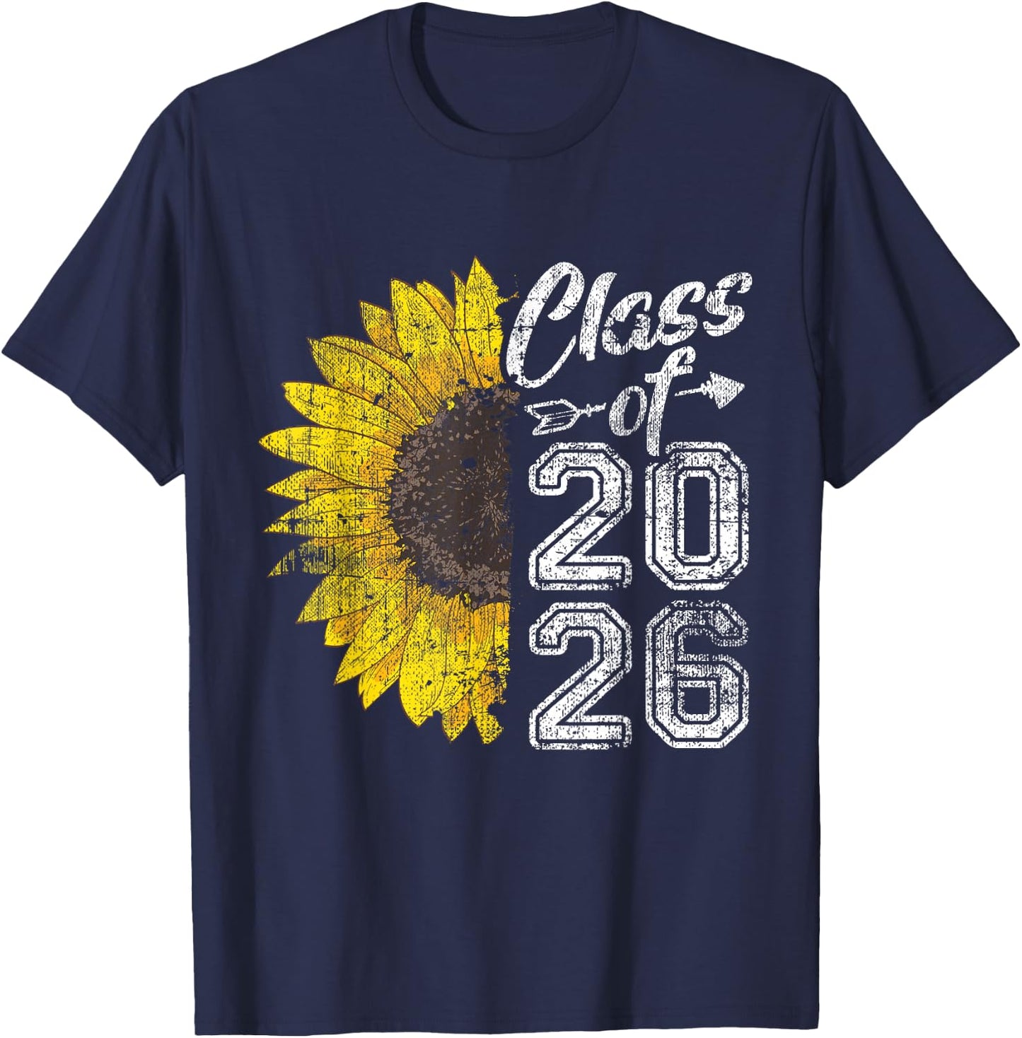 Class of 2026 Graduate Sunflower Senior 26 Last Day School T-Shirt - T-Shirt | Navy