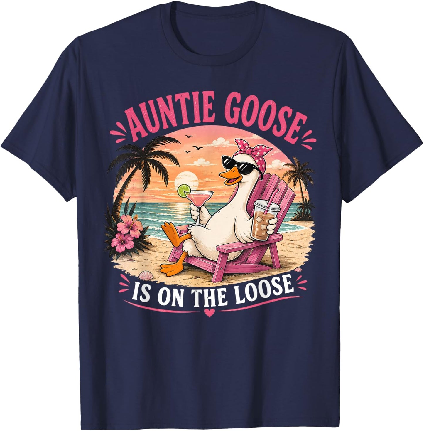 Auntie Goose is On The Loose Funny T-Shirt - T-Shirt | Navy