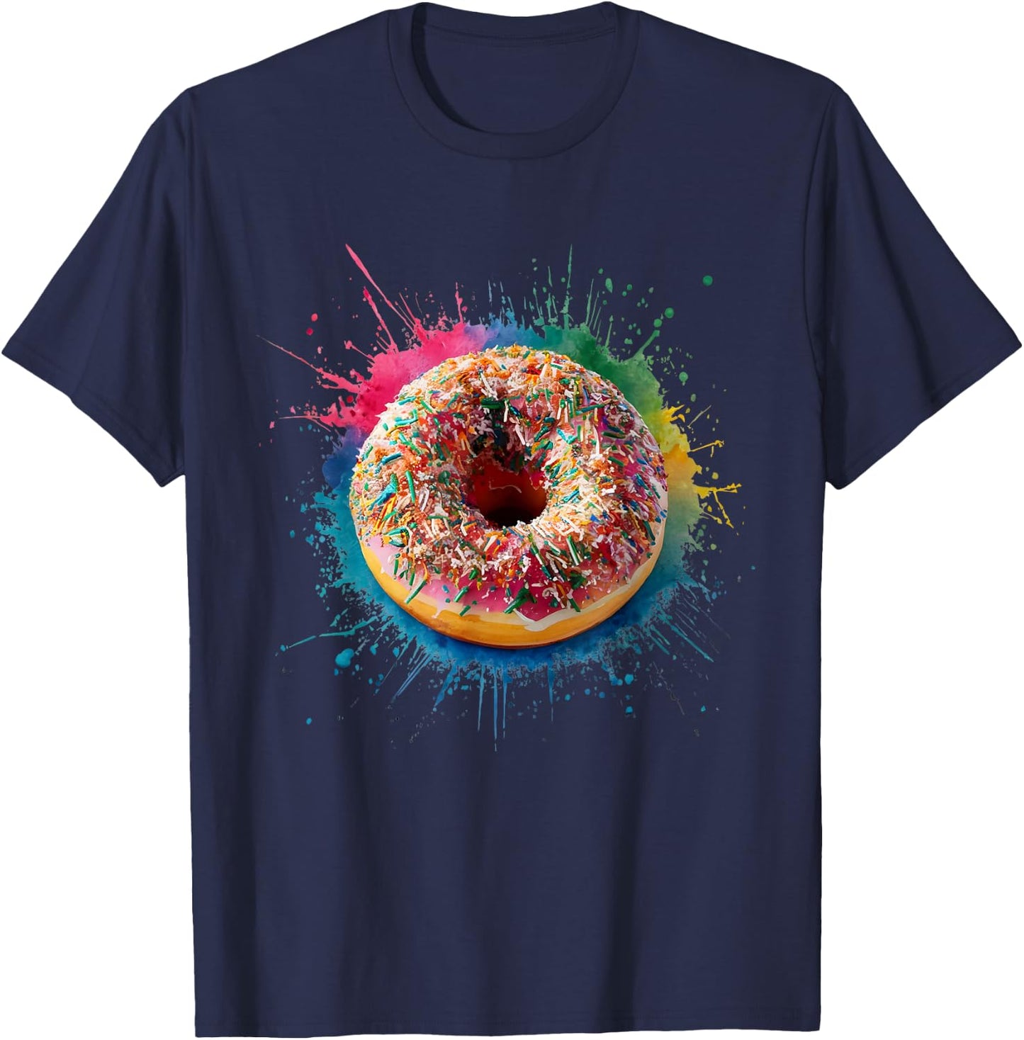 Baking Baker Men Woman Colorful Watercolor Donut T-Shirt - T-Shirt | Navy
