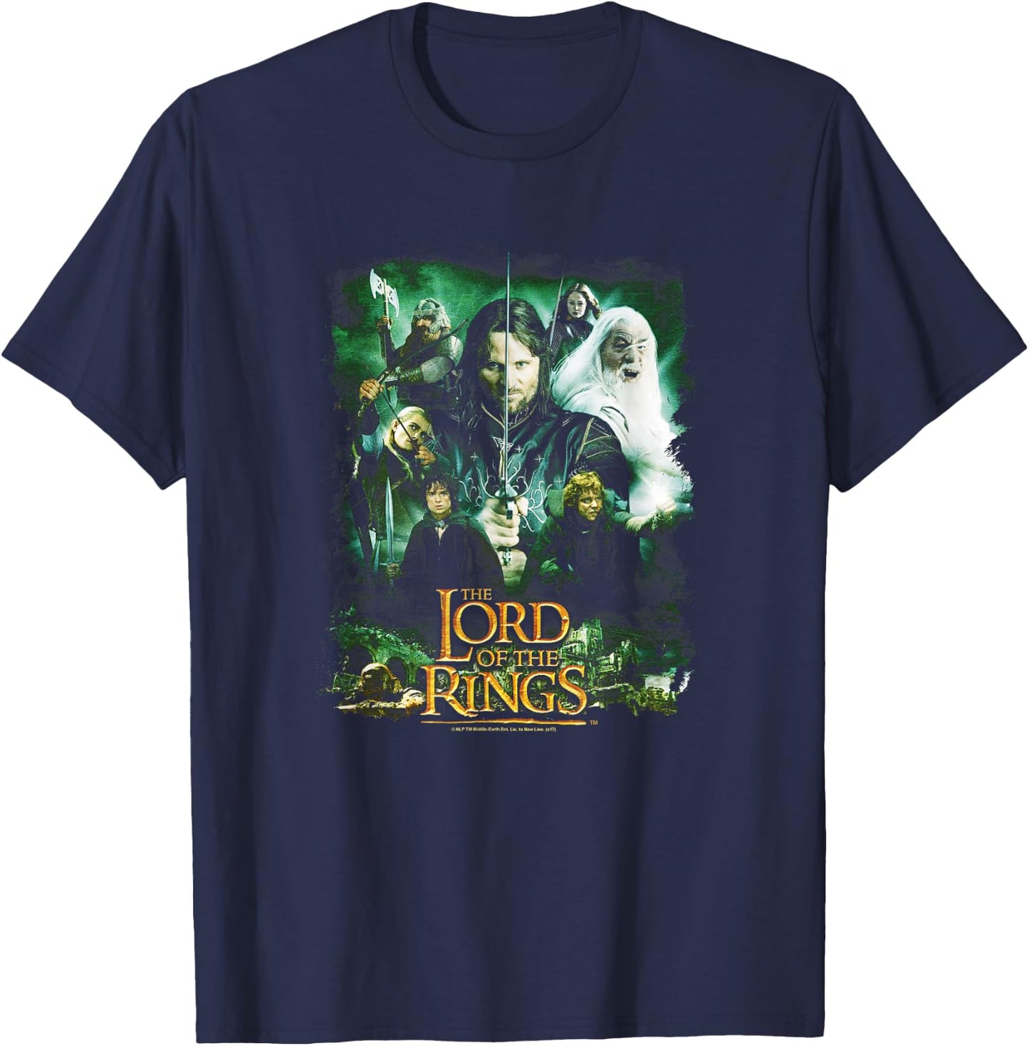 Lord of The Rings Hero Group Small T-Shirt - T-Shirt | Navy