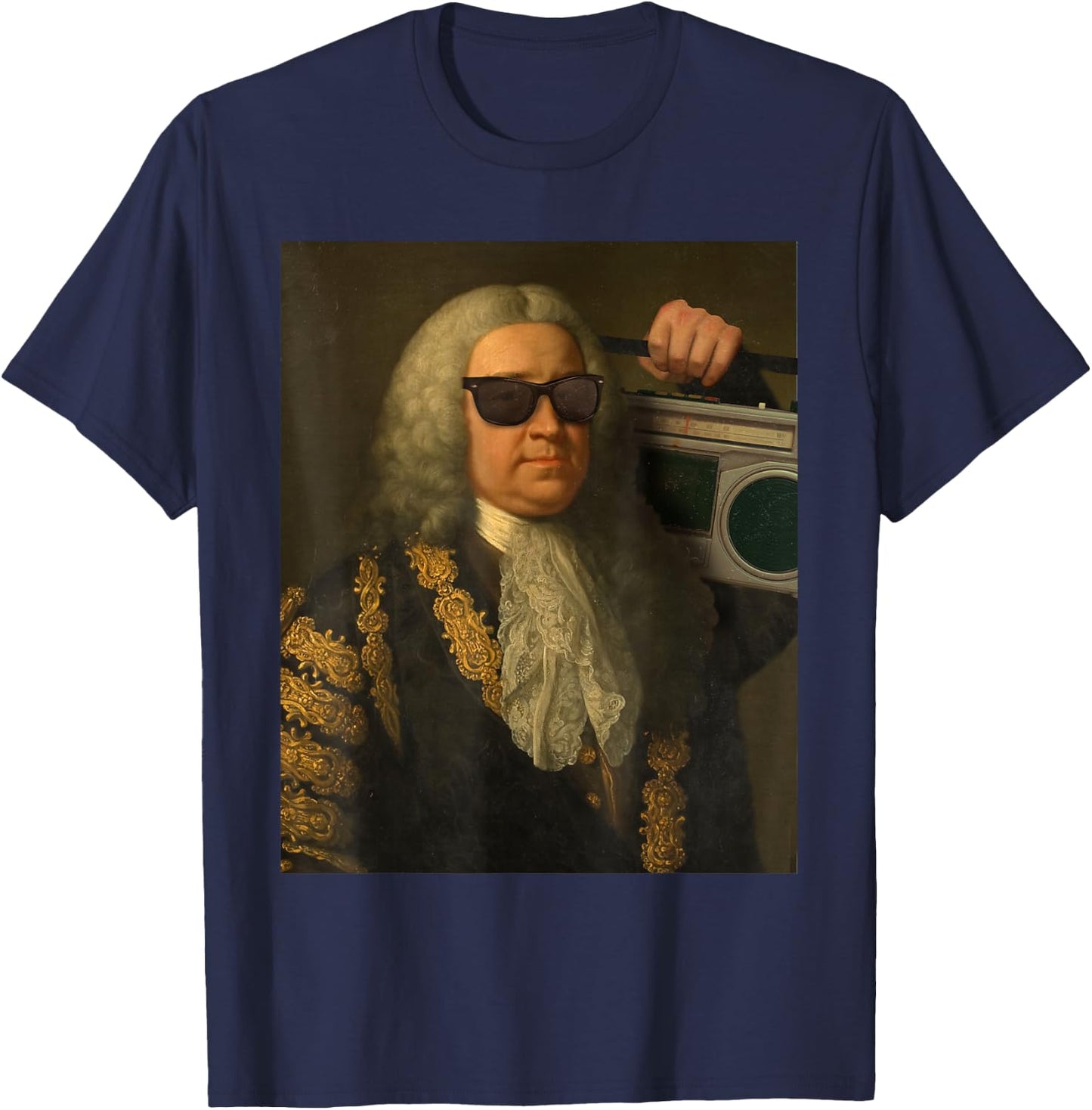 Funny Bach Music Vintage Classical Art Costume T-Shirt - T-Shirt | Navy