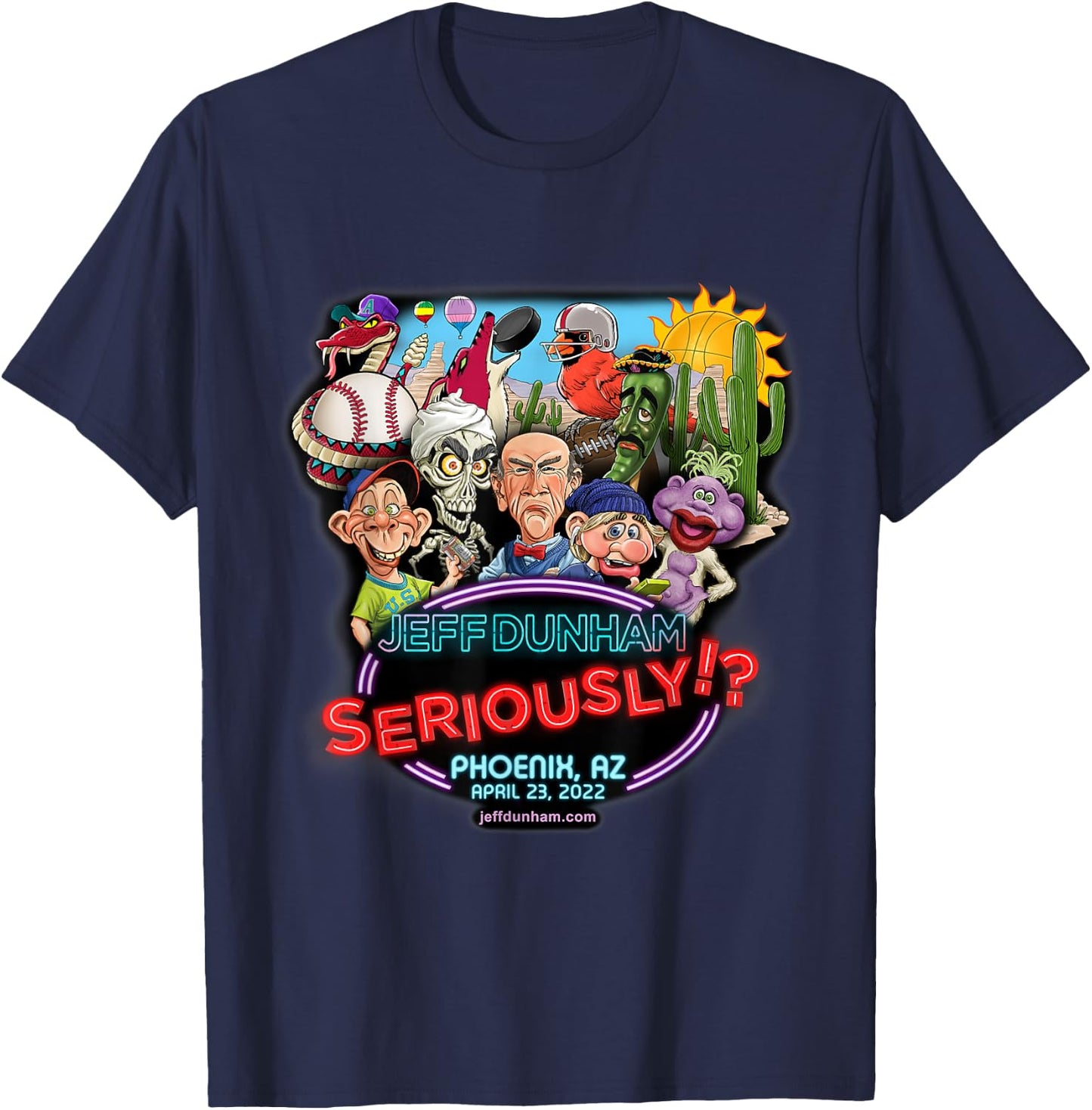 Jeff Dunham Phoenix, AZ (2022) T-Shirt - T-Shirt | Navy