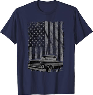 Classic US Flag Vintage Pickup Truck T-Shirt - T-Shirt | Navy