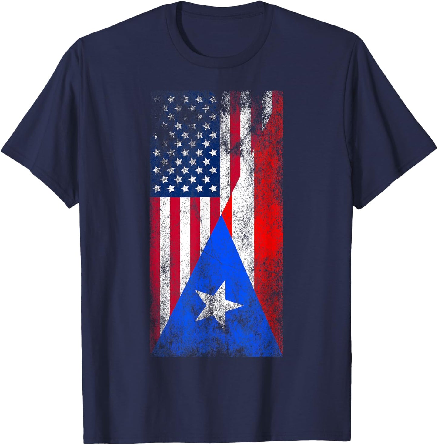 USA & Puerto Rico Flags - US of America, Puerto Rican T-Shirt - T-Shirt | Navy