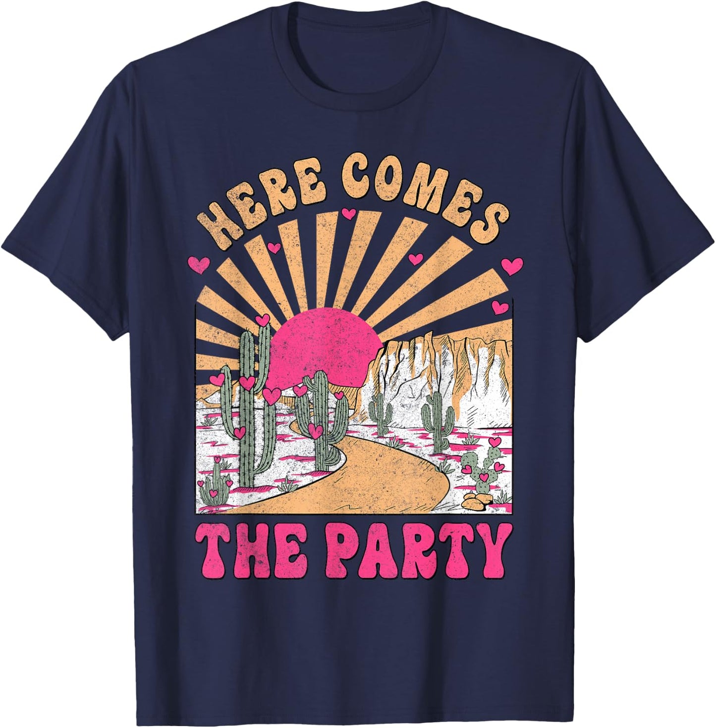Here Come The Party Retro Desert Bride Squad Bachelorette T-Shirt - T-Shirt | Navy