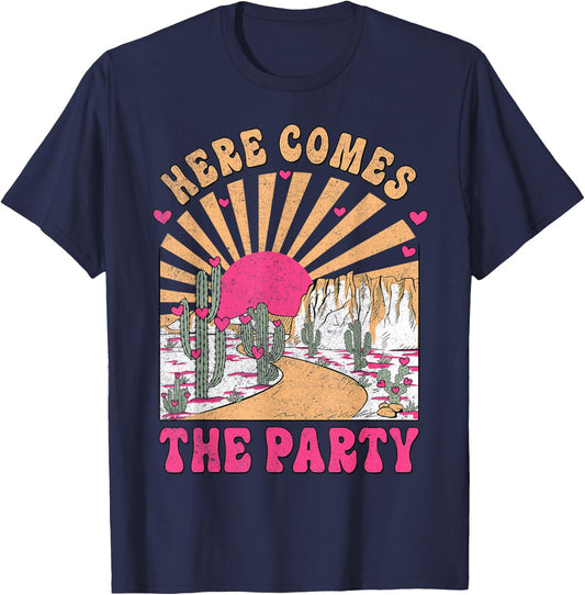 Here Come The Party Retro Desert Bride Squad Bachelorette T-Shirt - T-Shirt | Navy