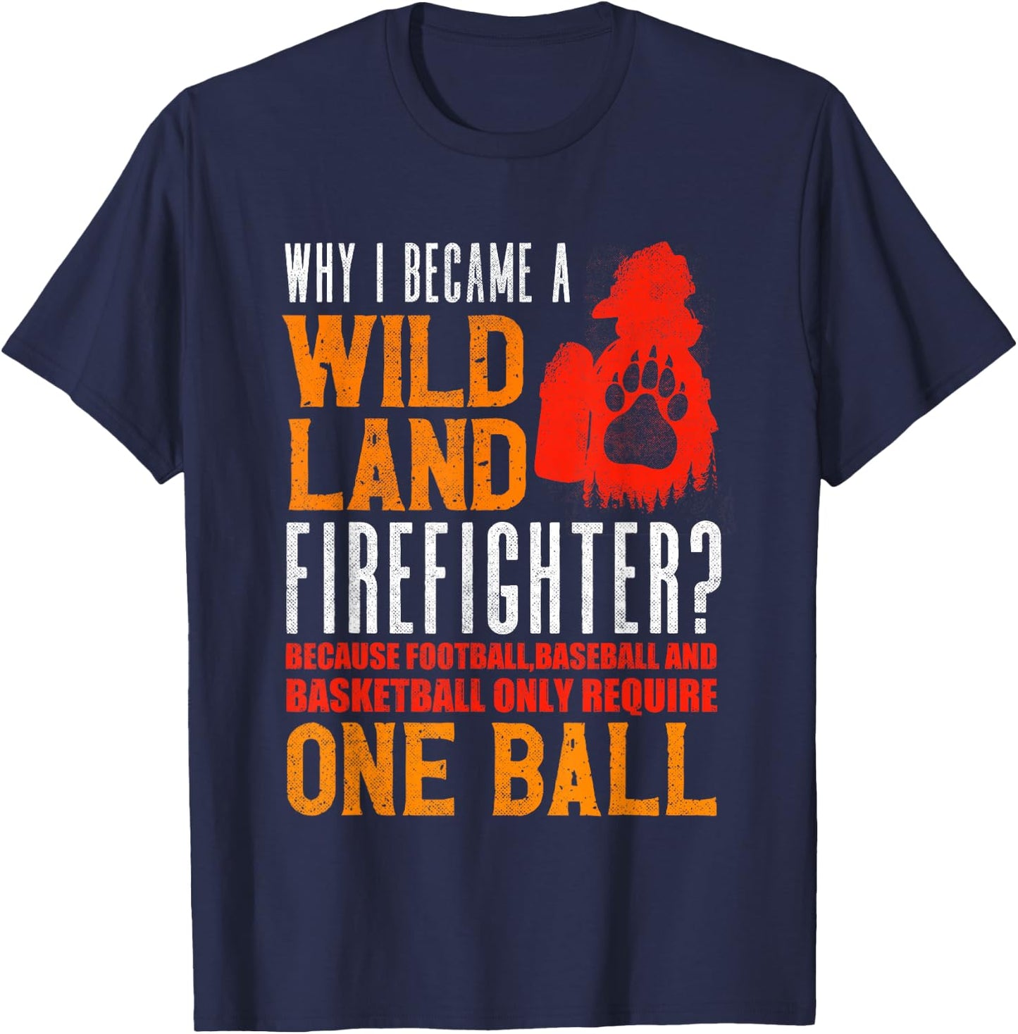 Firefighting Fireman Why I Became A Wildland Firefighter T-Shirt - T-Shirt | Navy