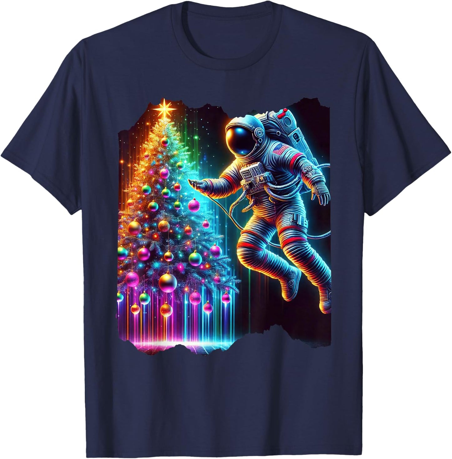 Astronaut Christmas Tree Xmas Space Christmas Astronaut T-Shirt - T-Shirt | Navy