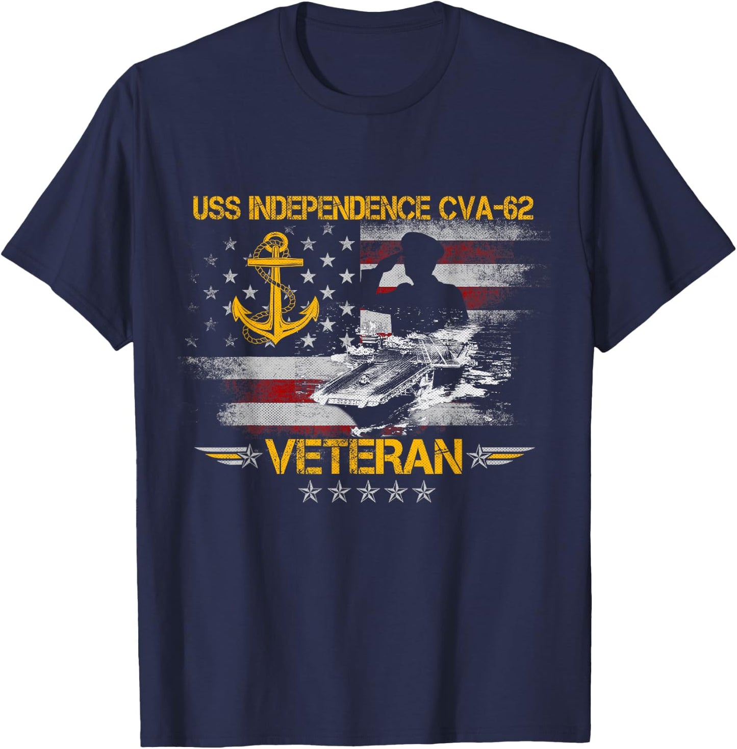 USS Independence CV-62 Aircraft Carrier Veteran FlagVintage T-Shirt - T-Shirt | Navy