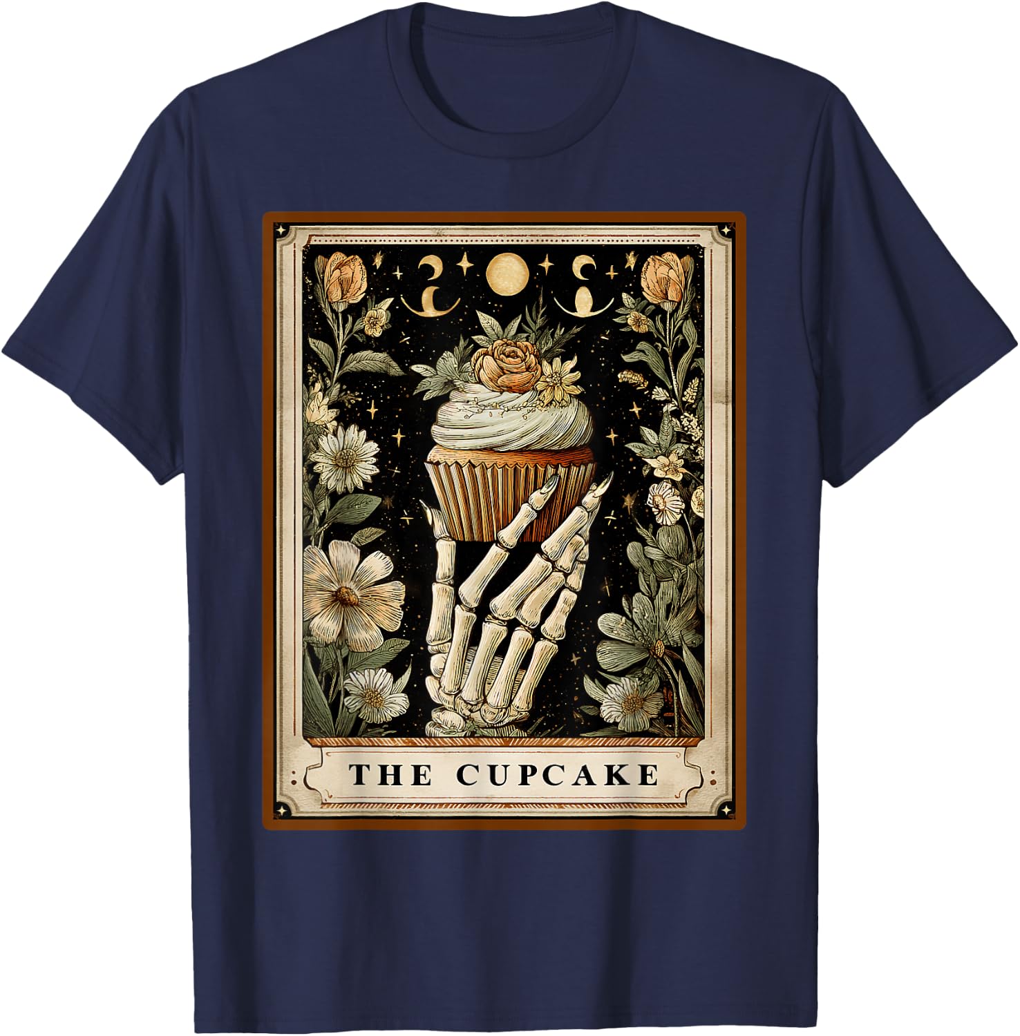 The Cupcake Baker Baking Tarot Card Skeleton Witchy T-Shirt - T-Shirt | Navy