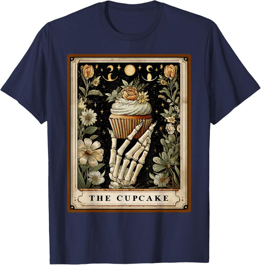 The Cupcake Baker Baking Tarot Card Skeleton Witchy T-Shirt - T-Shirt | Navy
